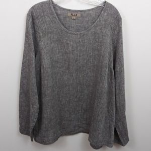 Flax Grey long sleeve Linen pullover Lagenlook top